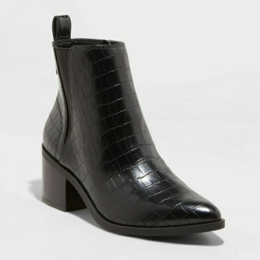 Black Carolyn Block Heel Boots